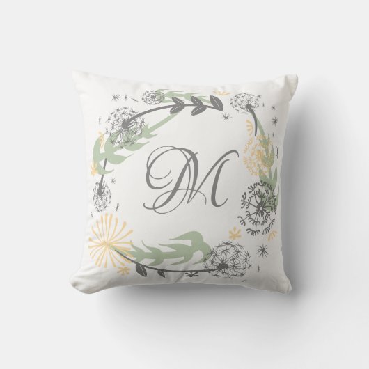 モノグラムのタンポポのリースの枕(カスタマイズかもしれないです) クッション (正面)