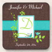 モノグラムのターコイズのブラウンの緑のコースターは(6)を置きました コースター (正面)