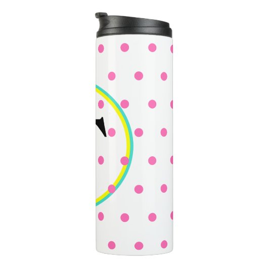 モノグラムのターコイズの黄色のピンクの点 タンブラー (回転右)