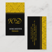 モノグラムのダマスク織のデザインの名刺 名刺 (正面/裏面)