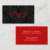 モノグラムのダマスク織の名刺 名刺 (正面/裏面)