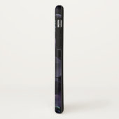 モノグラムのティール（緑がかった色）の紫色のラベンダーの黒の花柄 Case-Mate iPhoneケース (裏面/左)