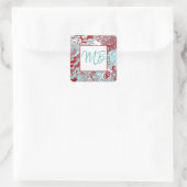 モノグラムのティール(緑がかった色)、ブルゴーニュ赤と白、大理石 スクエアシール (バッグ)