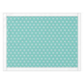 モノグラムのティール（緑がかった色）ブルーホワイトカ航海のニ テーブルクロス (正面(横))