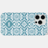 モノグラムのティール（緑がかった色）幾何学模様(イニシャル) Case-Mate iPhoneケース (裏面 (横))