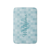 モノグラムのティール（緑がかった色）青動物タイル浴マット バスマット (正面縦)