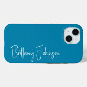 モノグラムのティール（緑がかった色） Case-Mate iPhoneケース (裏面 (横))