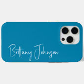 モノグラムのティール(緑がかった色) Case-Mate iPhoneケース (裏面 (横))