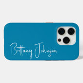 モノグラムのティール（緑がかった色） Case-Mate iPhoneケース (裏面 (横))