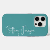 モノグラムのティール（緑がかった色） Case-Mate iPhoneケース (裏面 (横))