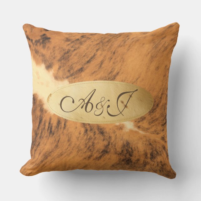 モノグラムのテキサス州の長い角の動物の毛皮のプリントの上品 アウトドアクッション (正面)