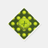 モノグラムのテニスボールのスポーツパターン、 スタンダードカクテルナプキン (角)