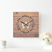 モノグラムのデザイン スクエア壁時計 (ホーム)