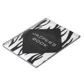 モノグラムのトラの白黒プリント ノートブック (左側)