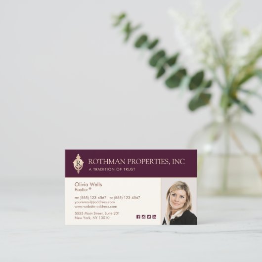 モノグラムのドアノッカー実在エステートフォトビジネス 名刺 (スタンド正面)