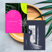 モノグラムのネオンアーチ結婚熱帯写真 サンキューカード