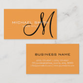 モノグラムのネオンニンジン色の背景 名刺 (正面/裏面)
