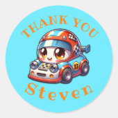 モノグラムのハッピーバースデー – レーシングカー | ラウンドシール (正面)