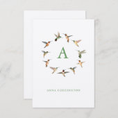 モノグラムのハミングバード ノートカード (正面/裏面)