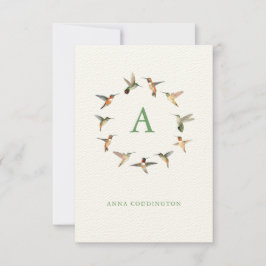 モノグラムのハミングバード ノートカード