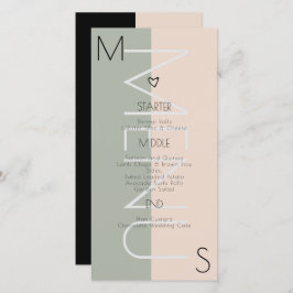 モノグラムのハートの結婚セージのピンクのメニュー