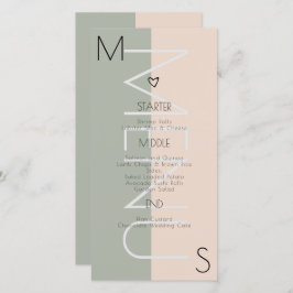 モノグラムのハートの結婚セージのピンクのメニュー