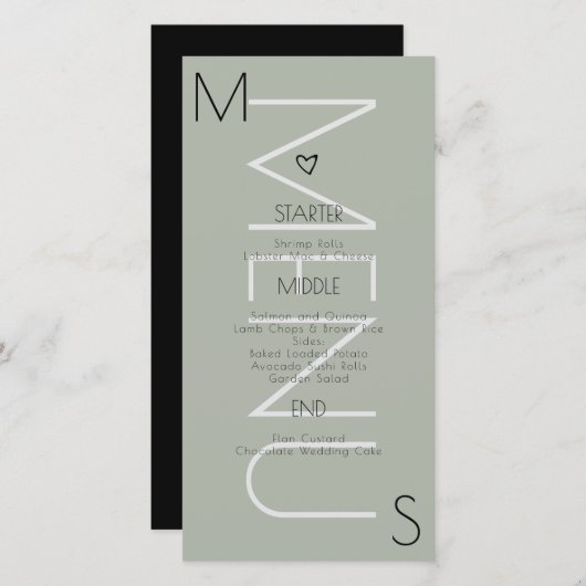 モノグラムのハート結婚のSageメニュー (正面/裏面)