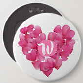 モノグラムのバラの花びらの中心が付いている巨大なバッジ 缶バッジ (正面&裏面)