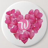 モノグラムのバラの花びらの中心が付いている巨大なバッジ 缶バッジ (正面)