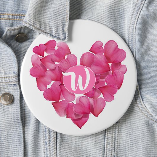 モノグラムのバラの花びらの中心が付いている巨大なバッジ 缶バッジ (インサイチュ)