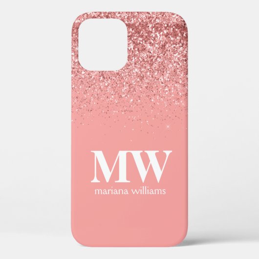 モノグラムのバラ金ゴールドグリッタースエレガントクリプト Case-Mate iPhoneケース (裏面)