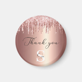 モノグラムのバラ金ゴールドグリッタードライプスサンキュー マグネット