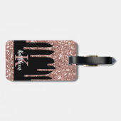 モノグラムのバラ金ゴールドグリッタードリップオンブラック ラゲッジタグ (裏面横)