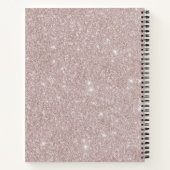 モノグラムのバラ金ゴールドグリッターピンクスクリプト ノートブック (裏面)