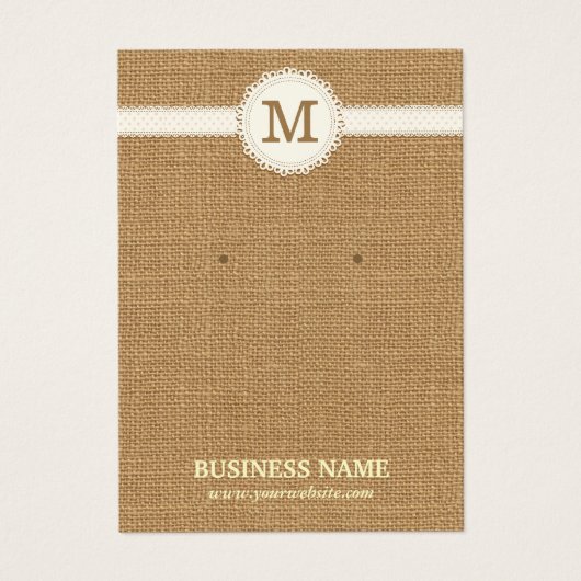 モノグラムのバーラップのイヤリング及びジュエリーの表示カード (正面)