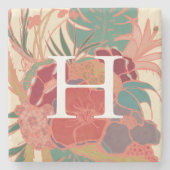 モノグラムのパーソナライズされたカスタムフローラコースター ストーンコースター (正面)