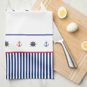 モノグラムのパーソナライズされたビーチハウスハンドタオル キッチンタオル (四つ折り)