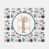 モノグラムのパーソナライズされたフリースブランケット フリースブランケット (正面(横))