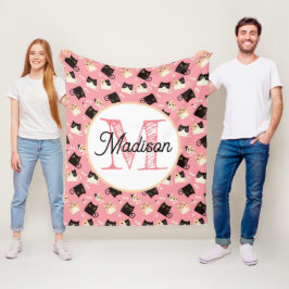 モノグラムのパーソナライズされた可愛い猫フリースブランケット フリースブランケット