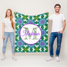モノグラムのパーソナライズされた可愛い猫フリースブランケット