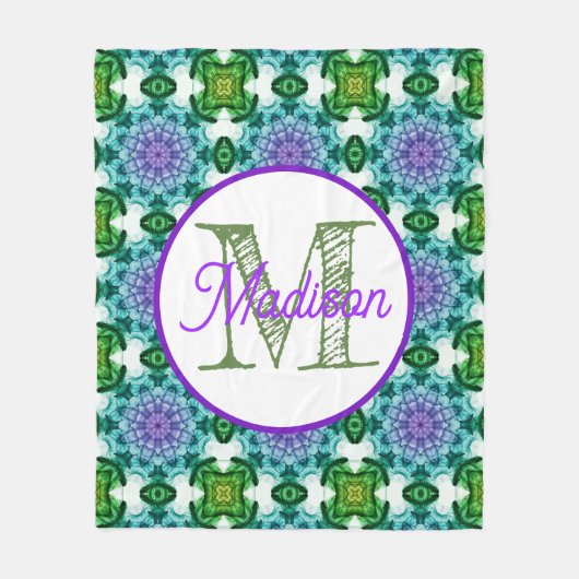 モノグラムのパーソナライズされた可愛い猫フリースブランケット フリースブランケット (正面)