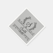 モノグラムのパーソナライズされた姓 スタンダードカクテルナプキン (角)