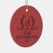 モノグラムのパーソナライズされた姓 セラミックオーナメント (右)