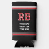 モノグラムのパーソナライズされた文字赤黒 スリム缶クーラー (裏面)