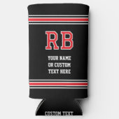 モノグラムのパーソナライズされた文字赤黒 スリム缶クーラー (正面)