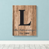 モノグラムのパーソナライズされた結婚年 キャンバスプリント (インサイチュ (ウッドフロア))