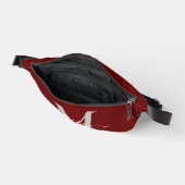 モノグラムのパーソナライズイニシャル名ダークレッド ファニーパック (見開き)