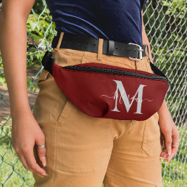 モノグラムのパーソナライズイニシャル名ダークレッド ファニーパック