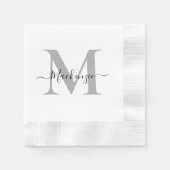 モノグラムのパーソナライズイニシャル名パーティー 縁ありカクテルナプキン (正面)