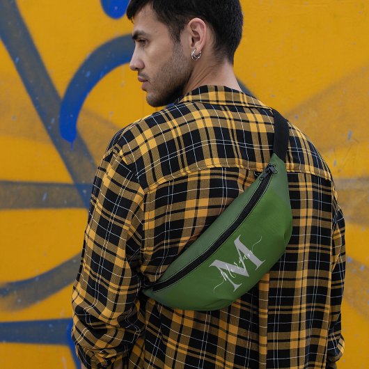 モノグラムのパーソナライズイニシャル名フォレストグリーン ファニーパック